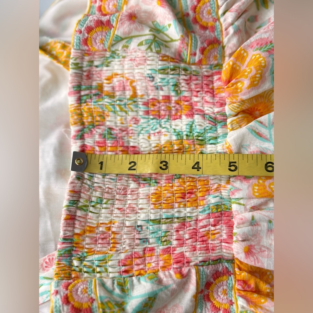 Rachel Zoe Floral Boho Tiered Ruffle Maxi Dress Pineapple Tropical Cotton Size 4 - Picture 13 of 14